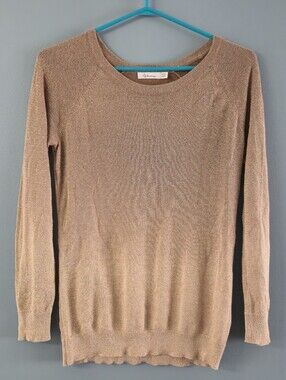 Metallic Tan Ombre Crewneck Women’s Sweater Petite Medium